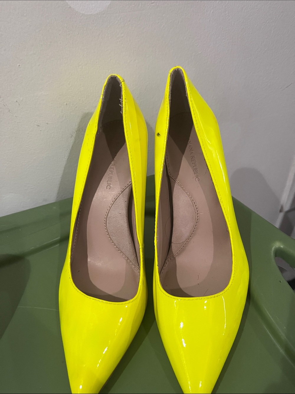 Banana Republic Neon Yellow Patent Pointed-Toe Pumps